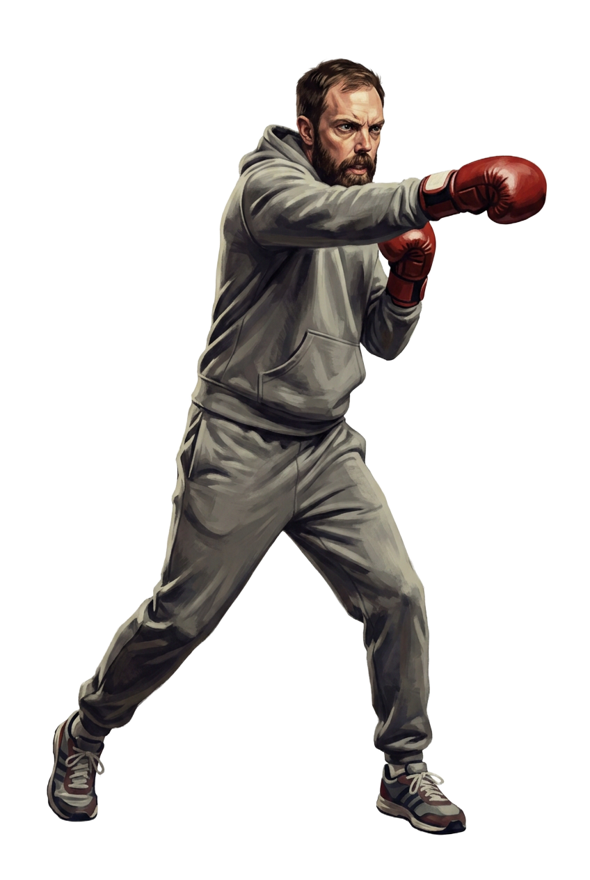 Kevin throwing a right cross in boxing gloves